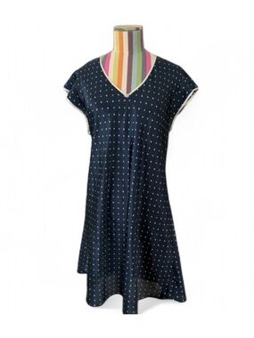 Nine & Company Polka Dot Satin Slip Dress Contrast Trim